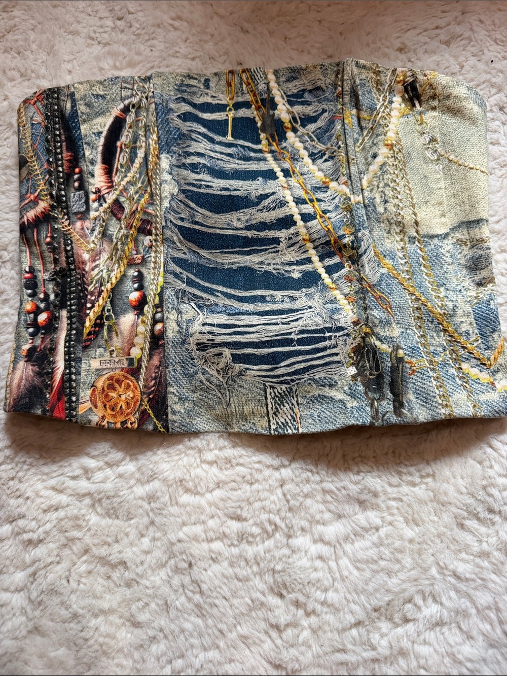 Heritage America Denim Bustier Top - Navy